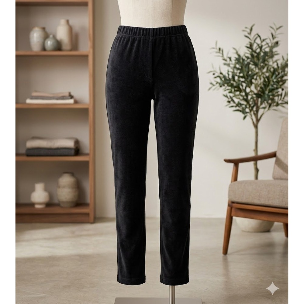 Susan Graver Weekend Black Corduroy Pull On Pants Womens Size MP Petite